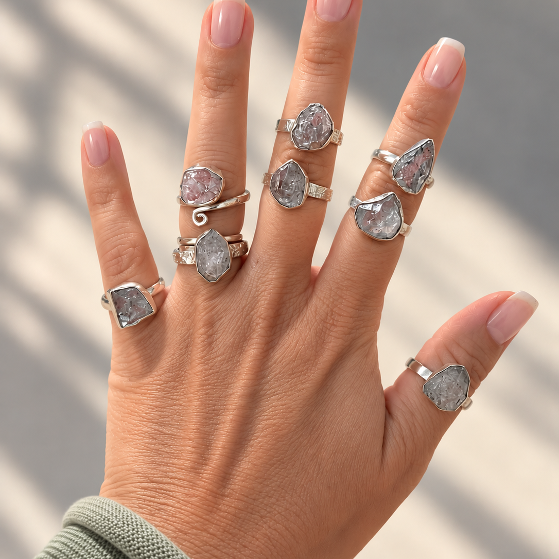Joyas de cuarzo herkimer en plata de ley 925