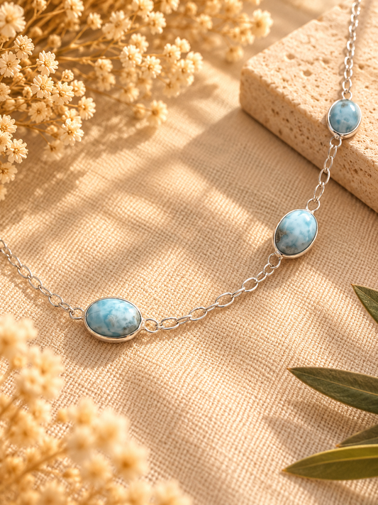 Colgante oval larimar plata 925