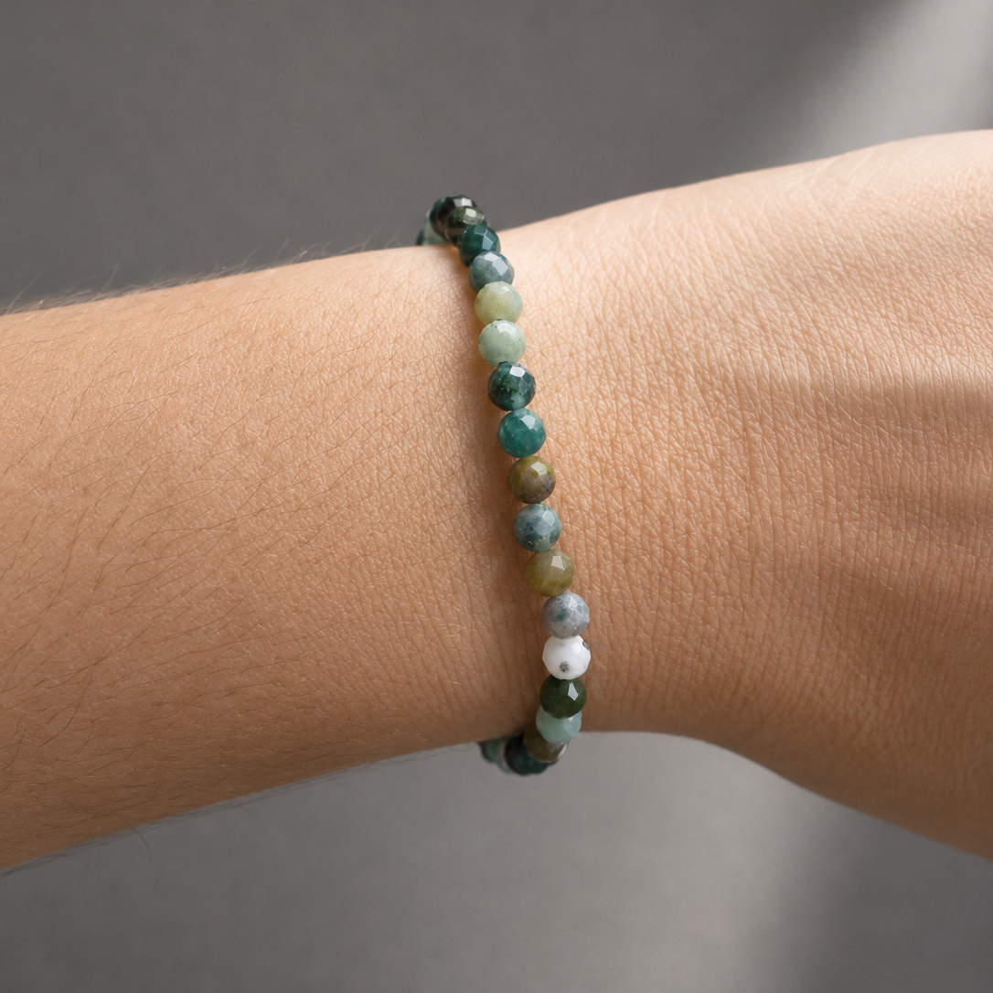 Pulsera de Ágata India Facetada de 4 mm