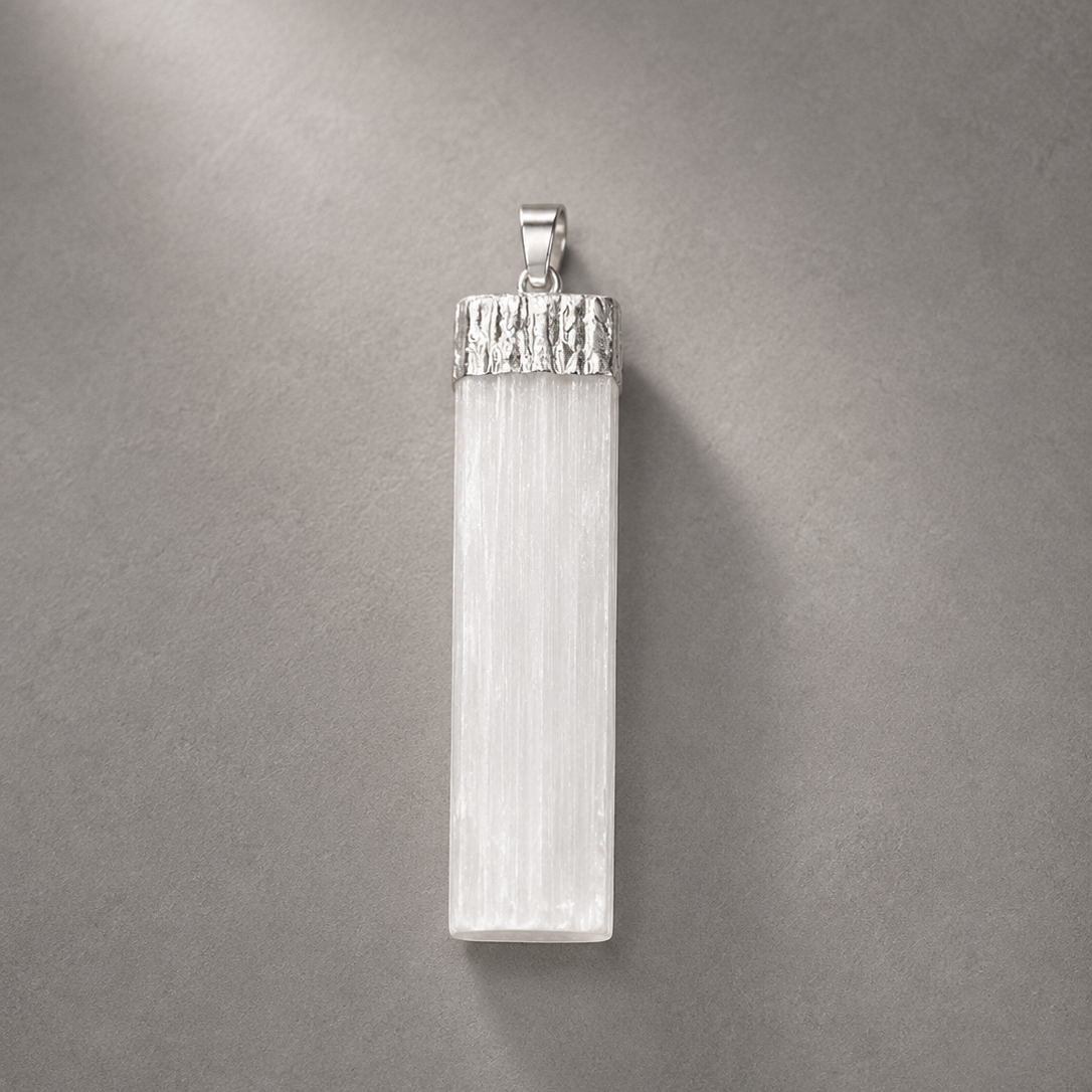 Colgante Barra de Selenita en Plata de Ley 925