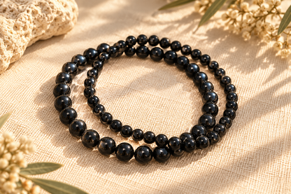 Pulsera de Turmalina Negra Natural de 6 mm