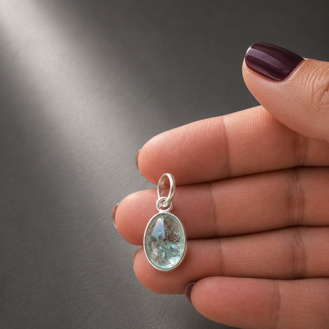 Mini Colgante de Fluorita en Plata de Ley 925