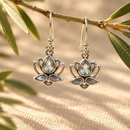 Pendientes de Topacio Azul en Plata de Ley 925