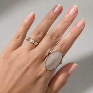 Anillo de Cuarzo Rutilado Dorado en Plata de Ley 925