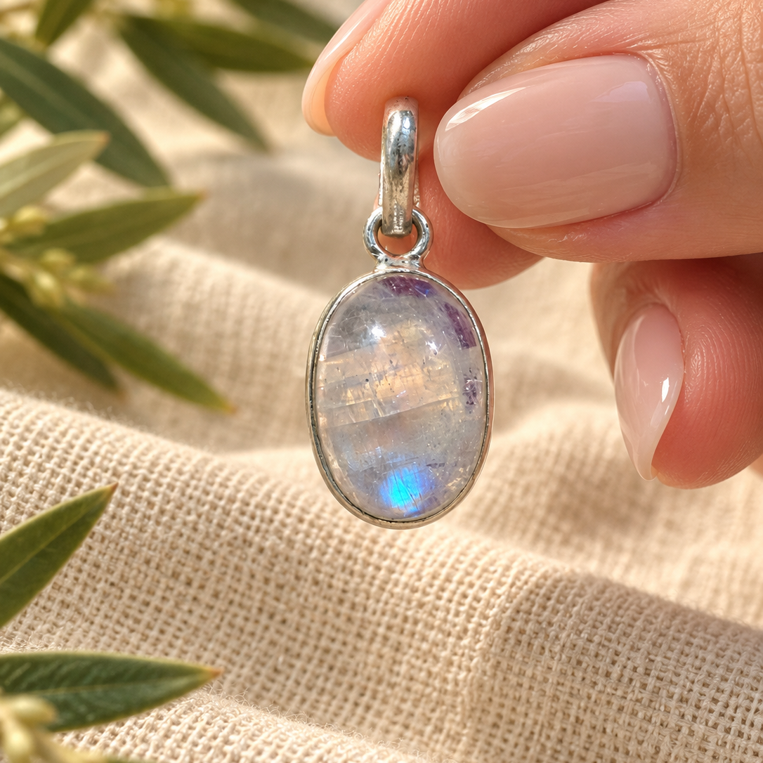 Colgante Amor de Piedra Luna en Plata de Ley 925