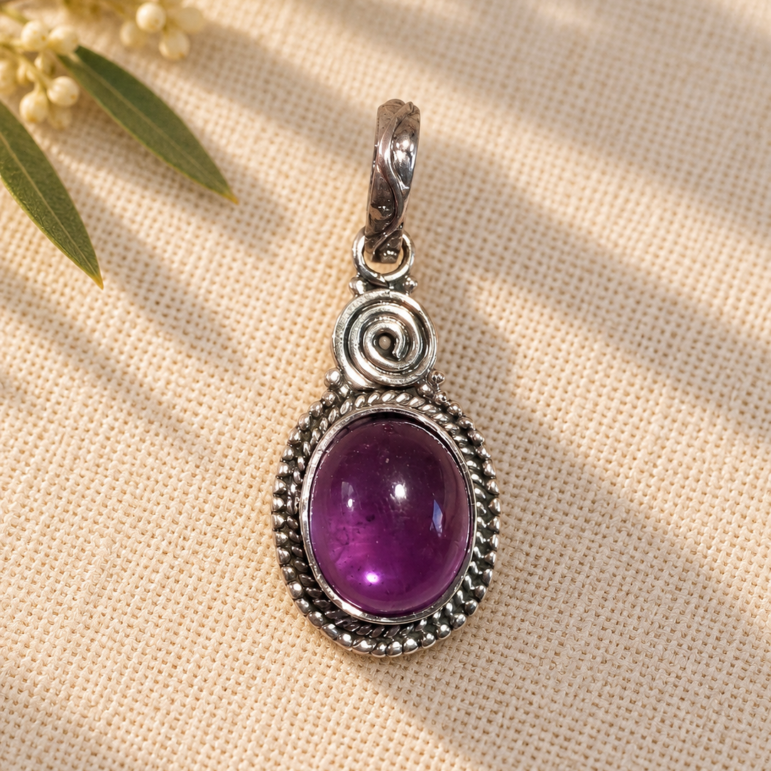 Colgante Espiral de Amatista en Plata de Ley 925
