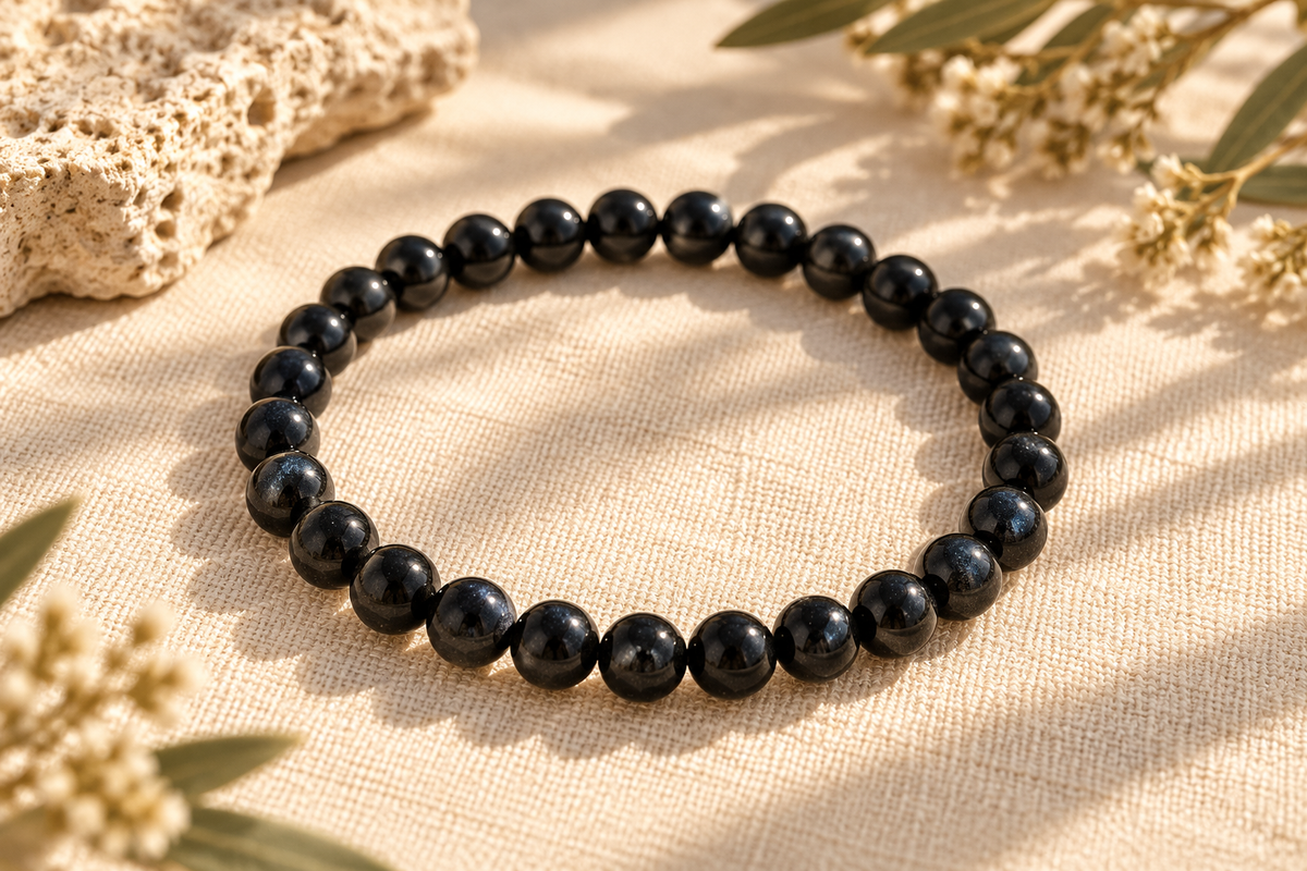 Pulsera de Turmalina Negra Natural de 6 mm
