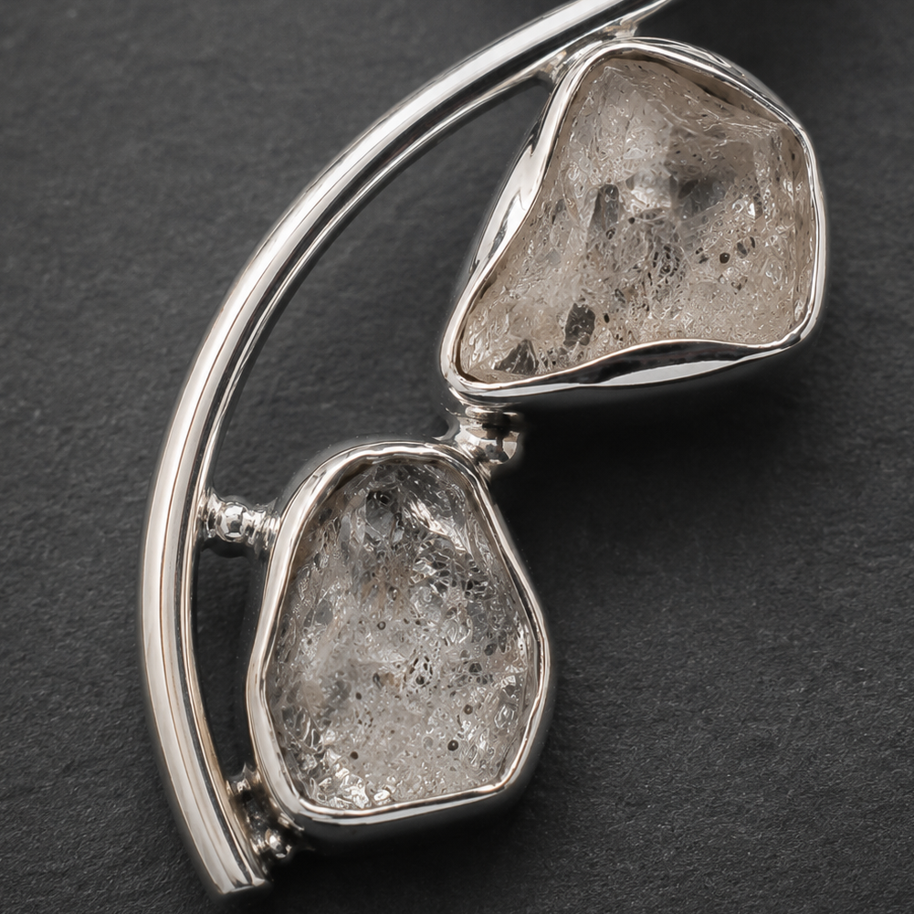 Moldavita, Herkimer y Vidrio Líbico 4gr · Colgante La Tríada · Plata 925
