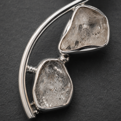 Moldavita, Herkimer y Vidrio Líbico 4gr · Colgante La Tríada · Plata 925