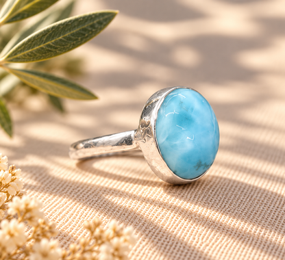 Anillo de Larimar en Plata de Ley 925