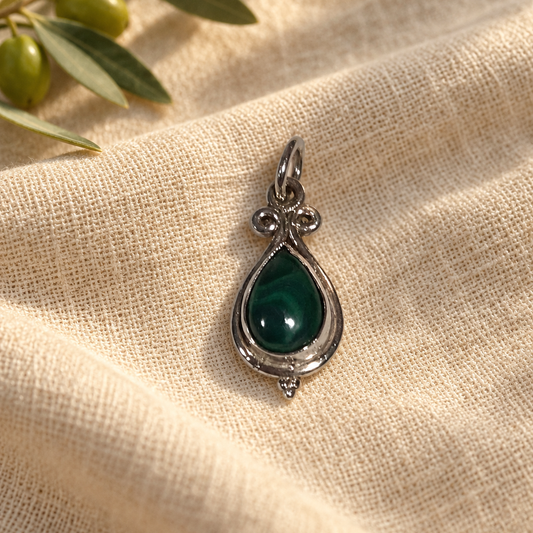 Colgante Vintage de Malaquita en Plata de Ley 925