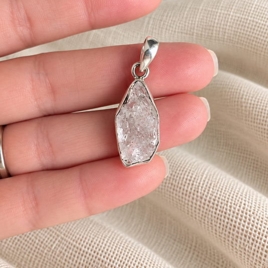 Colgante de cuarzo herkimer Agua de Sol en plata de ley 925