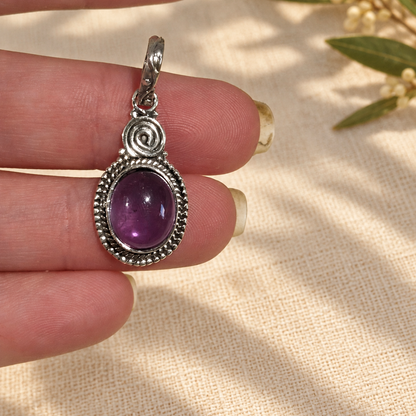 Colgante Espiral de Amatista en Plata de Ley 925