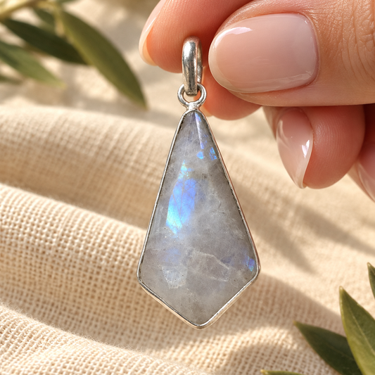 Colgante El Círculo · Piedra Luna Natural en Plata de Ley 925