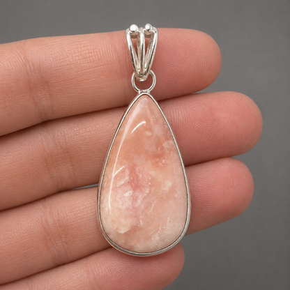 Colgante de Ópalo Rosa Natural en Plata de Ley 925