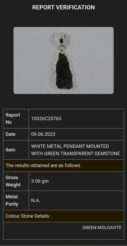 Moldavita, Herkimer y Vidrio Líbico · Colgante Tres Orígenes · Plata 925