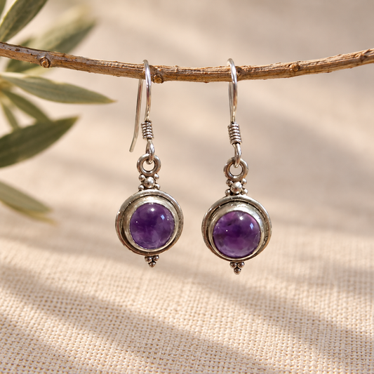 Pendientes de Amatista Natural en Plata de Ley 925