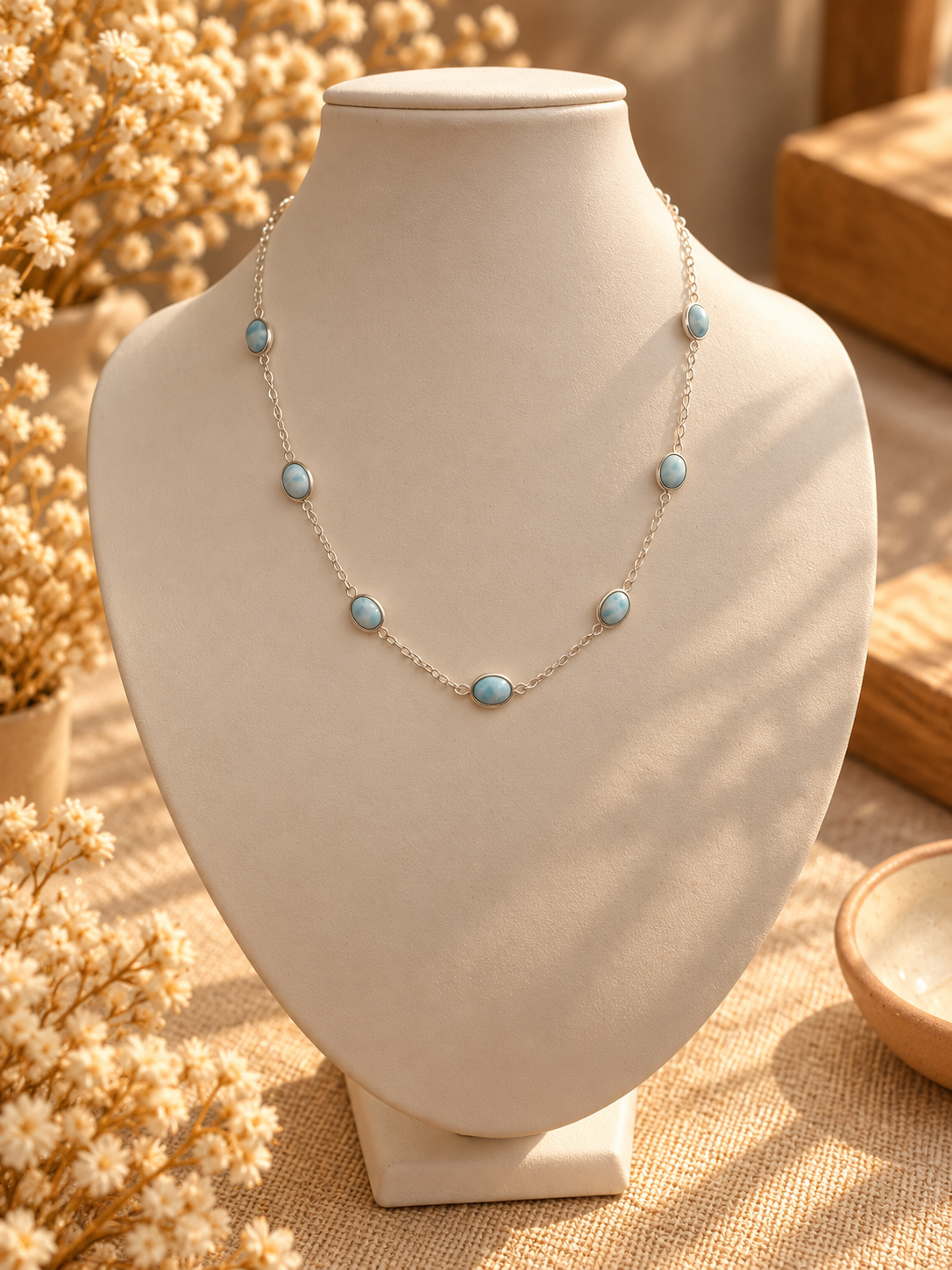 Colgante oval larimar plata 925