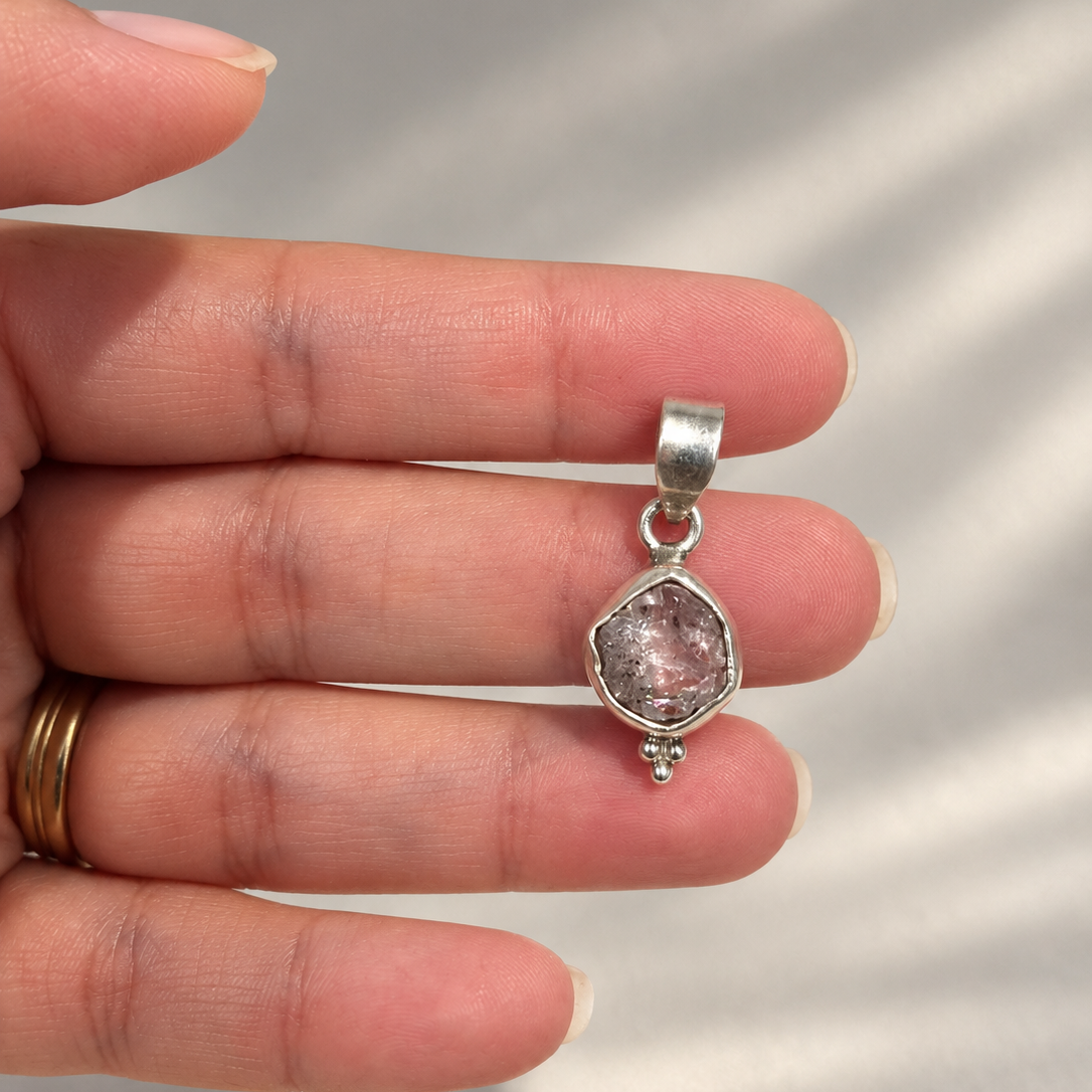 Colgante de Cuarzo Herkimer Natural en Plata de Ley 925