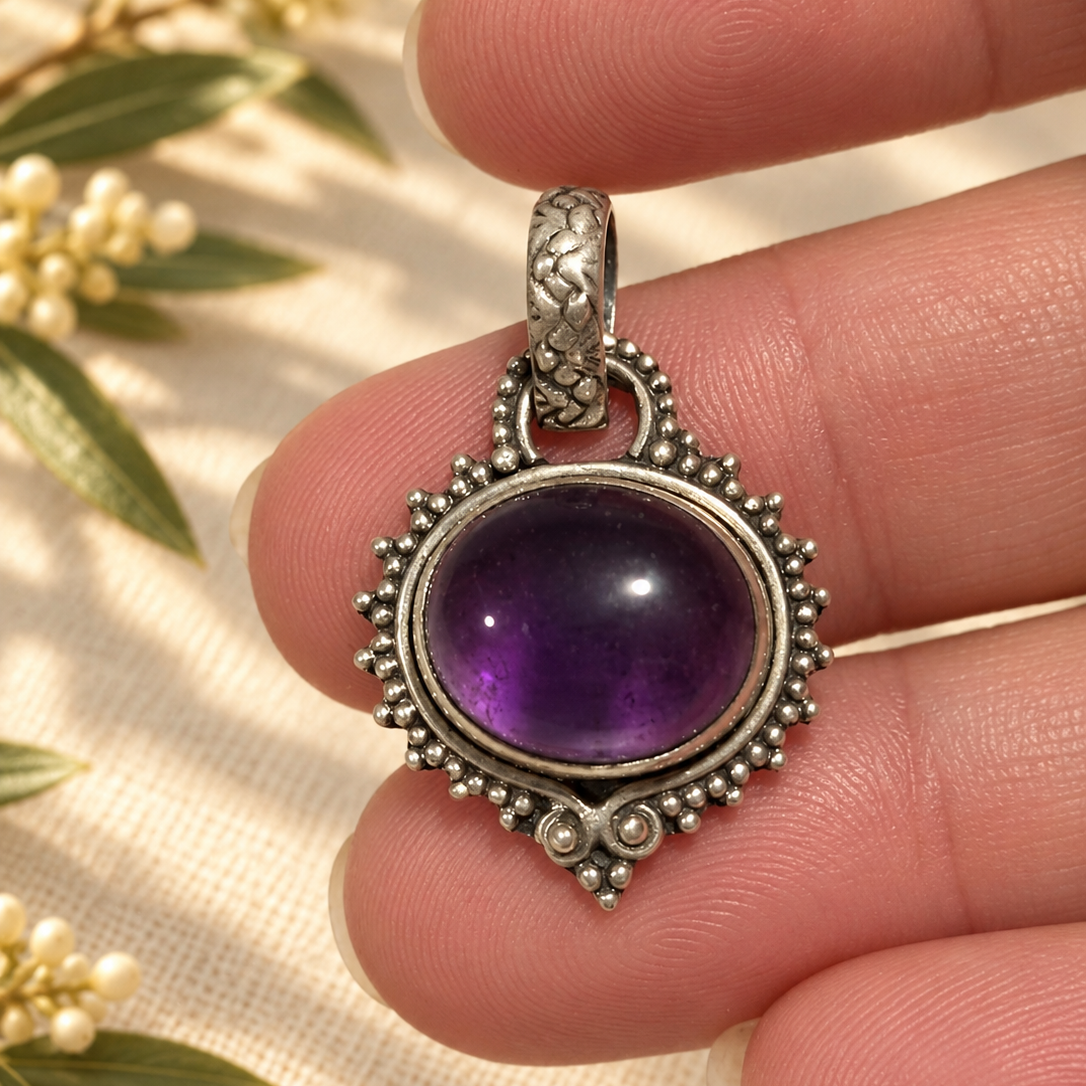 Colgante Oval de Amatista en Plata de Ley 925