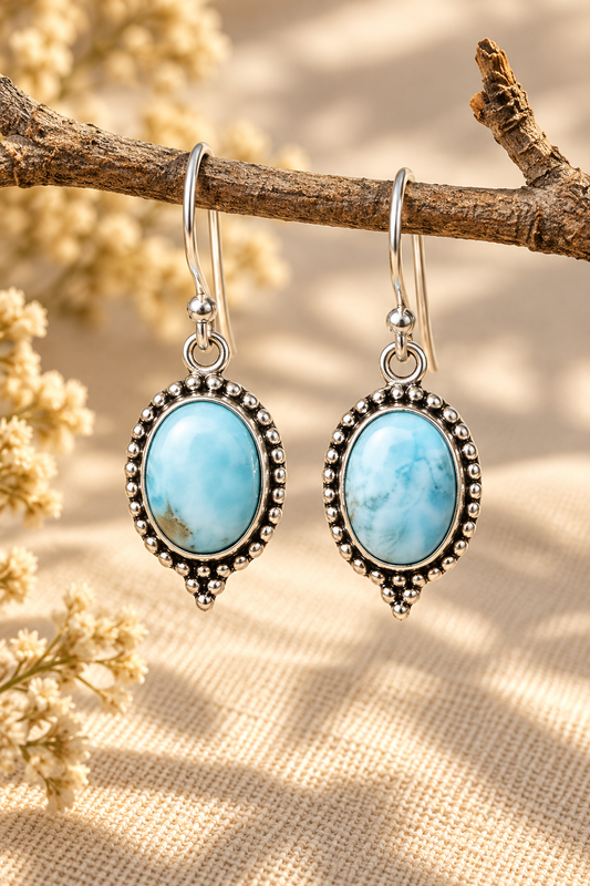 Pendientes de Larimar en Plata 925