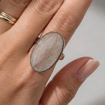 Anillo de Cuarzo Rutilado Dorado en Plata de Ley 925
