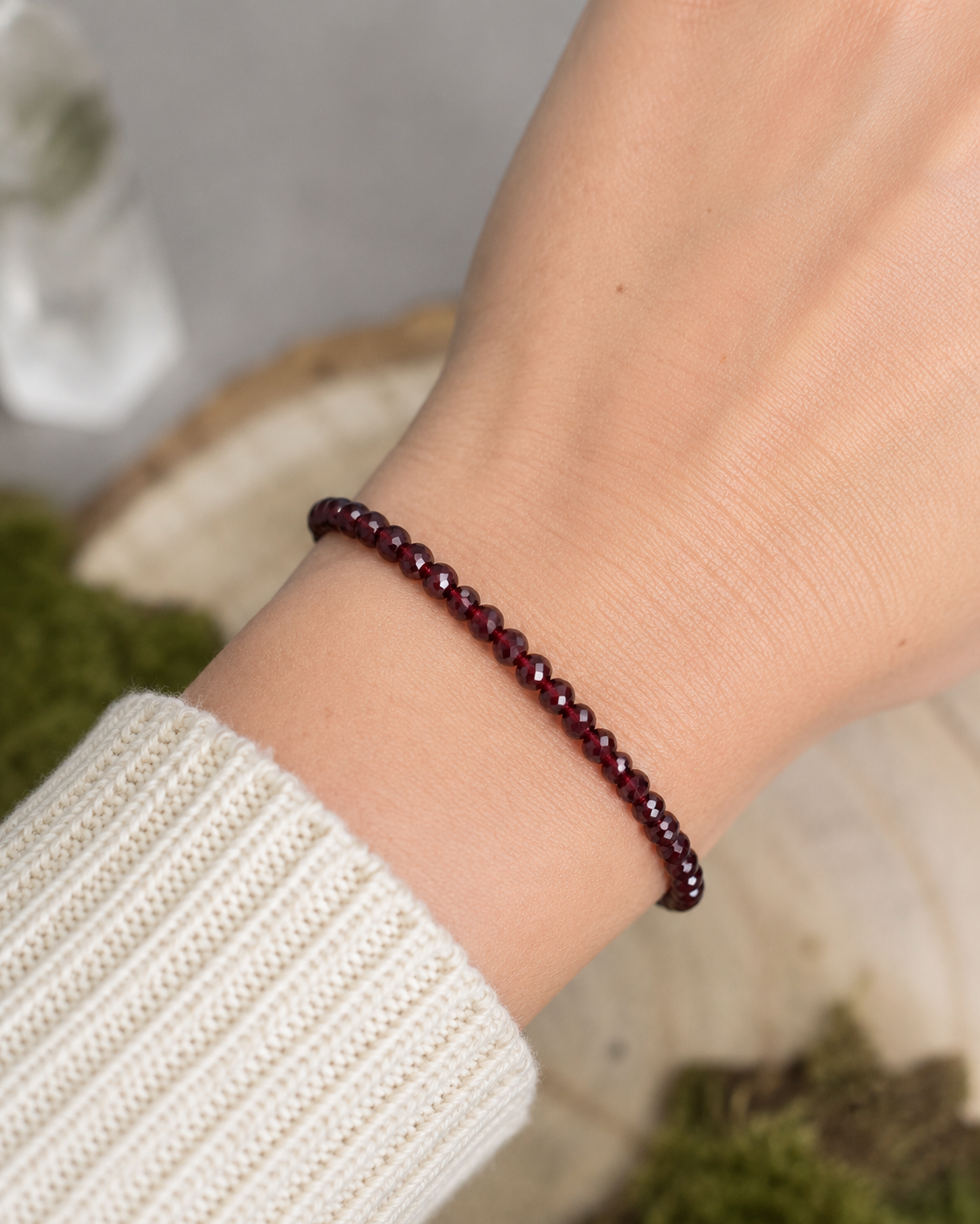 Pulsera de Granate Facetado en Plata de Ley 925
