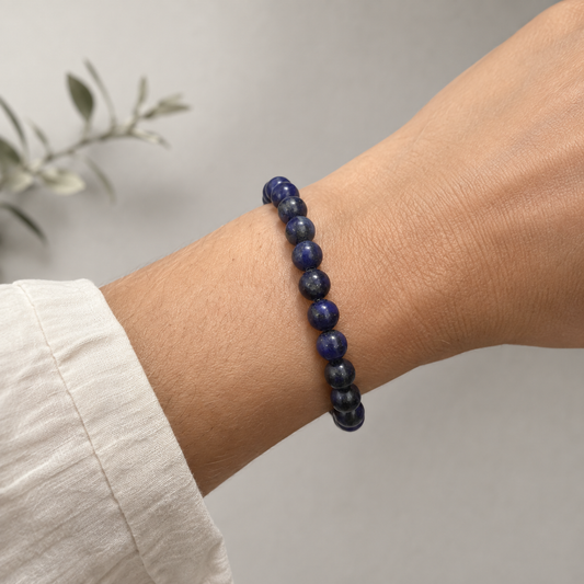 Pulsera de lapislázuli de 6 mm – El Águila y el Cóndor