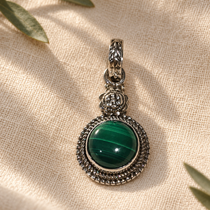 Colgante de Malaquita Natural en Plata de Ley 925