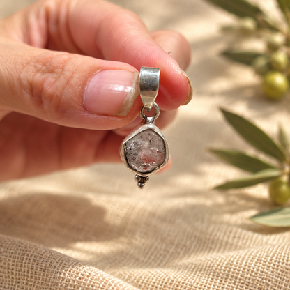 Colgante de Cuarzo Herkimer Natural en Plata de Ley 925