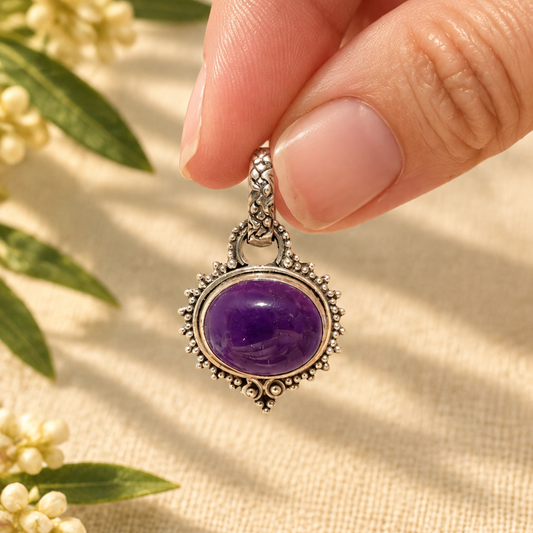 Colgante Oval de Amatista en Plata de Ley 925