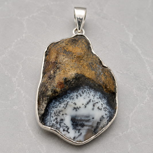 Colgante de Merlinita Tallada en Plata de Ley 925