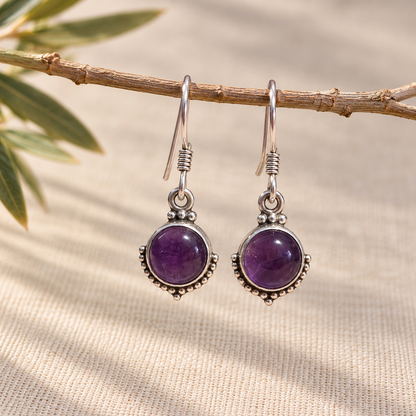 Pendientes de Amatista en Plata de Ley 925